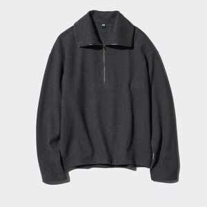 Uniqlo brushed jerseyhalf zip dark grey sweater sweatshirt
